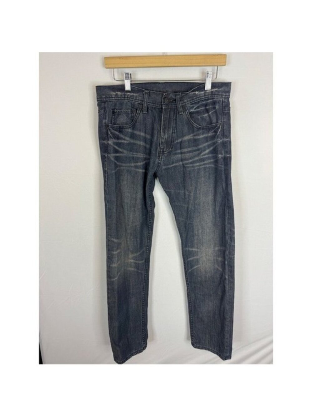 Armani Exchange J66 Straight Leg Distressed Jeans Mens 32X32 Reg Faded Dark Gray